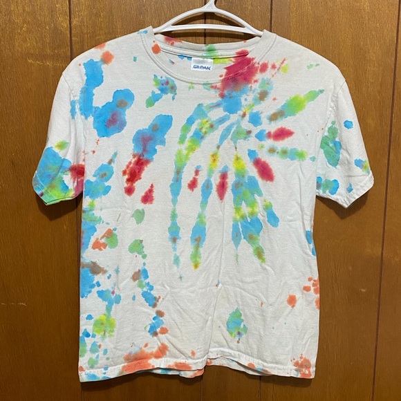 Tie dyed cropped cotton t-shirt - Picture 2 of 4